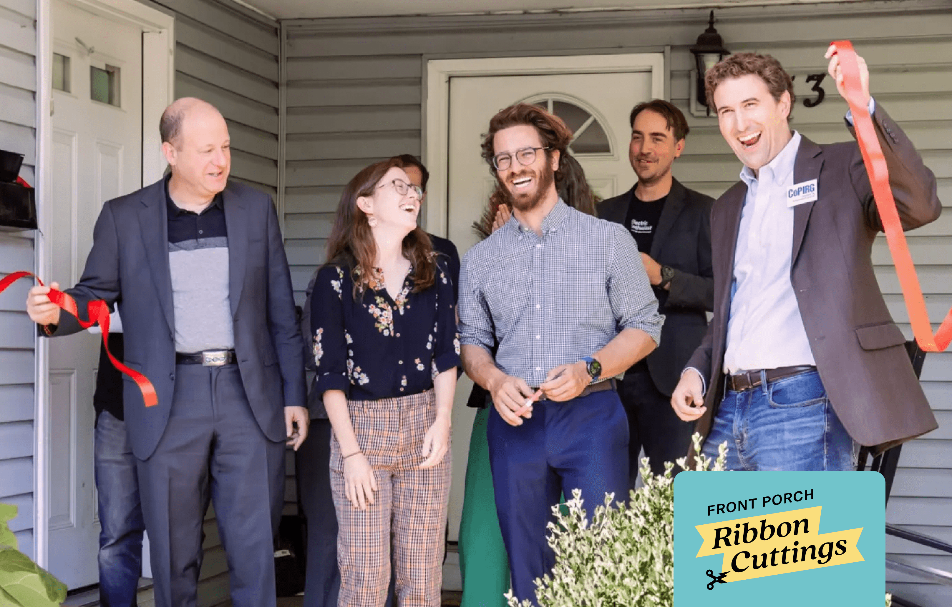 Front porch ribbon cuttings